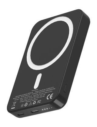 PowerBank Halfmman Magnet Wireless PD 20W Preto